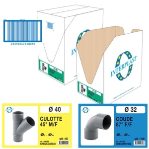 Image marquage carton pour raccords PVC évacuation 