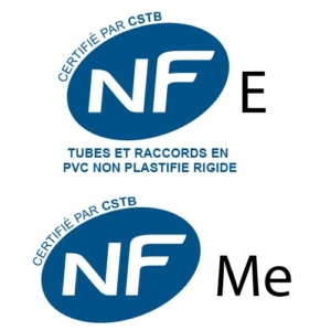 Logos des normes NF E et NF Me pour Raccords_PVC_evacuation_