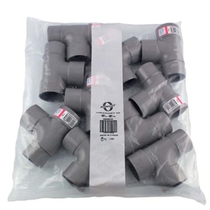 Photo sachet par 10 de raccords PVC évacuation gris avec étiquette Interplast