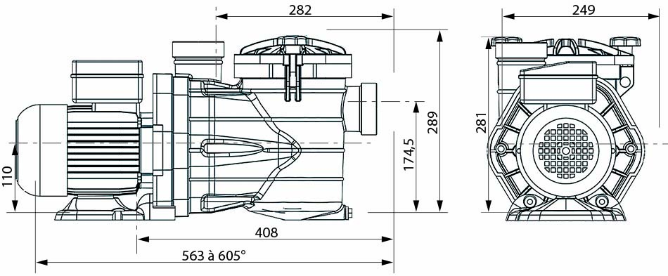 Dimensions pompes auto-amorçantes MJB